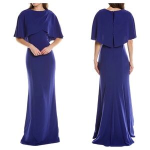 Teri Jon by Rickie Freeman Blue Capelet Gown